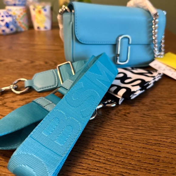 NWT! New Marc Jacobs J Marc Mini Shoulder Bag -Smooth Leather Pool Blue - Picture 5 of 12